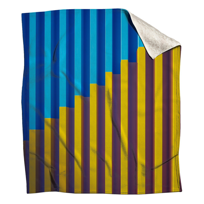 Blue Yellow Vertical Bars Blankets, 50in W x 60in H