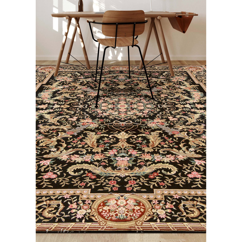Hand Knotted Oriental Area Rug in Black