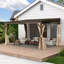 Pavillon de jardin incliné 10 x 14 pi avec gouttières, pavillon mural extérieur avec toit en métal