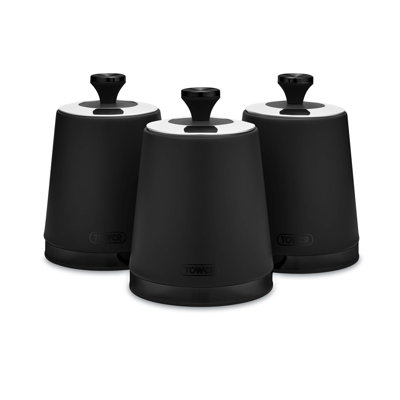 Tower Sera Canisters with Removable Lid, Carbon Steel Body, with Smoked Black Trim