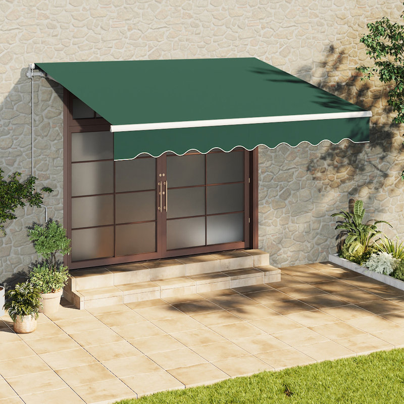 Latitude Run 300cm D Nylon Cover Retractable Door / Window Awning, Green, 18cm H x 161cm W x 300cm D
