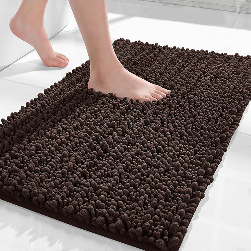 30"X20" - Brown Soft Cozy Plush Chenille Bath Mat Bathroom Rug, Brown