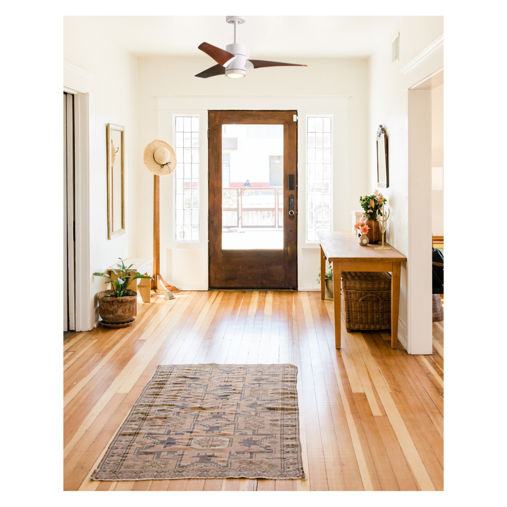 3 Blade Ceiling Fan with LED Light Kit, Textured Bronze/Barn Wood, Walnut Tone, 52"