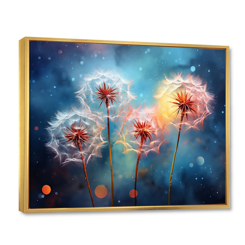 Dandelion Morning Moments I - Floral Wall Art Prints, H 30 po x l 40 po x P 1,5 po, Cadre flottant doré