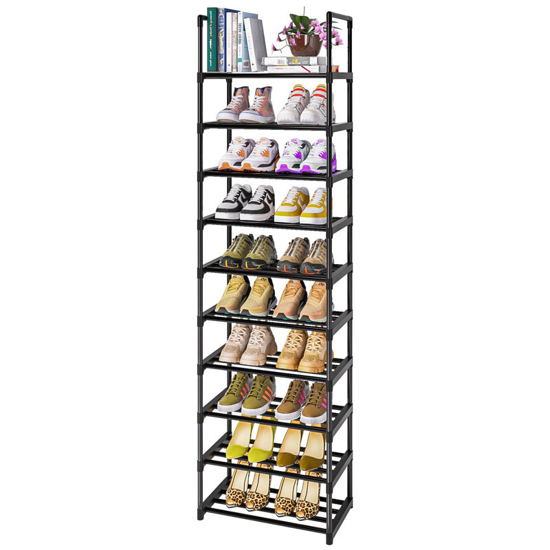 20 Pair Stackable Shoe Rack, Black