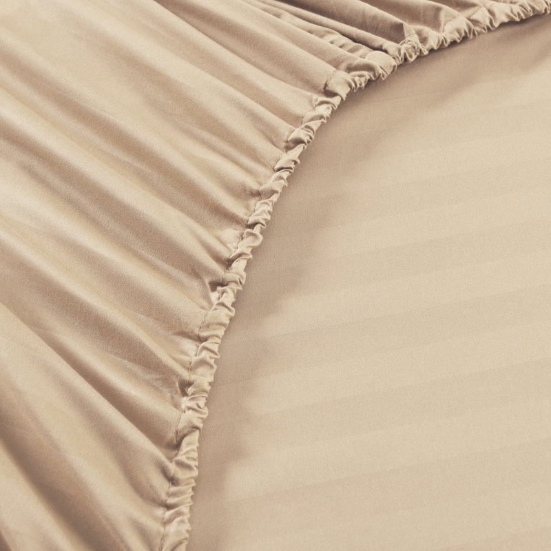 3/4 Pcs Luxury Striped Bed Sheets Set, Beige, Twin Sheet Set with 1 Pillowcase