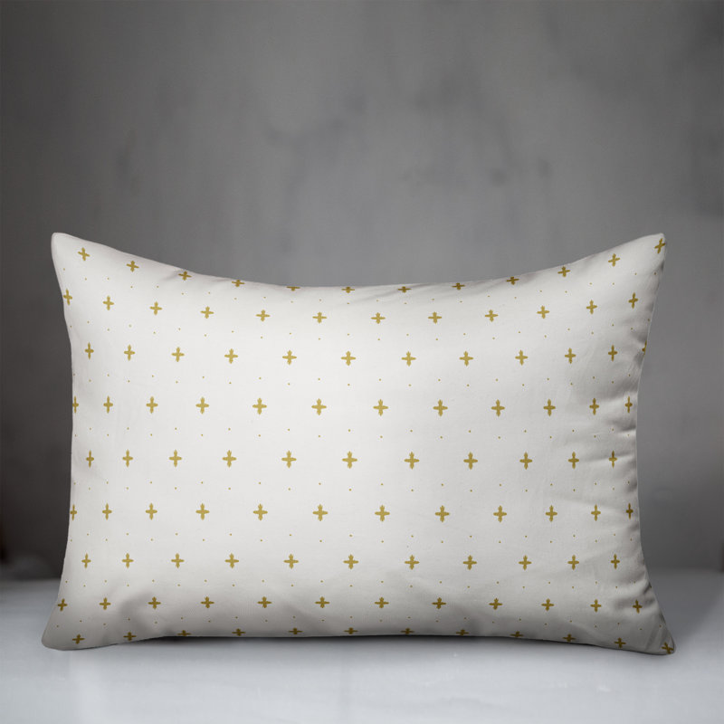 Housse de coussin rectangulaire en polyester / mélange de polyester, Jaune/blanc
