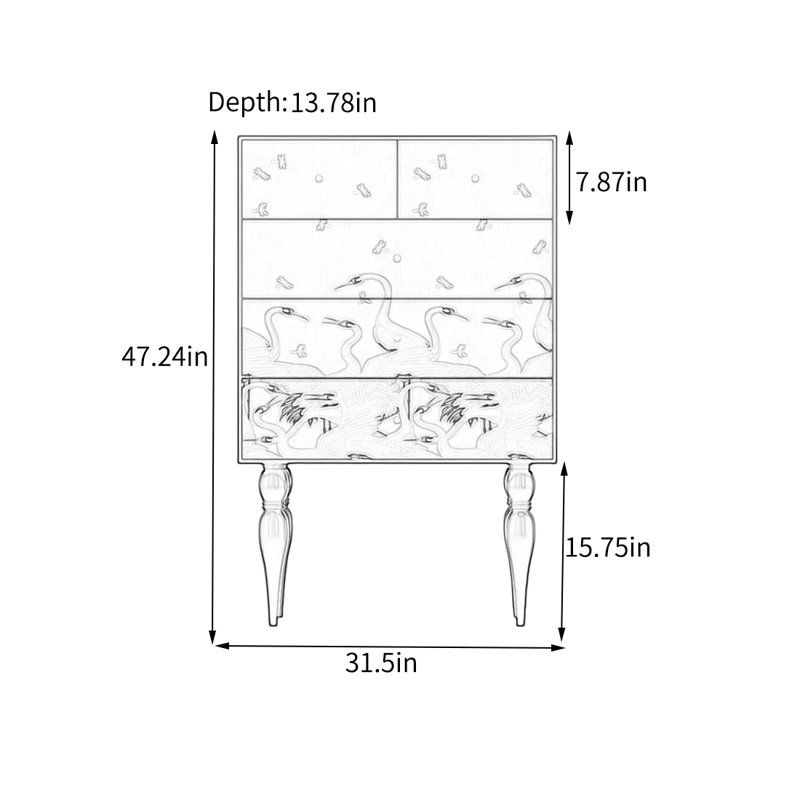 Spacious Pine Storage Cabinet with Five Drawers