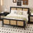 Rattan Bed Frame With Headboard, Boho Cane Platform Bed Frame With Strong Metal Slat, Noise Free-907927858-930438023