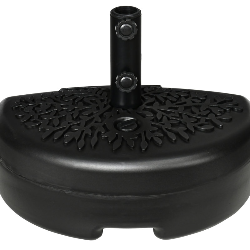 40 lb d'eau ou 46 lb de sable avec demi-parasol - stable pour la pelouse, poteau de 1,5 po et 2 po, porte-patio noir élégant / sable de 46 lb, noir, ajustable