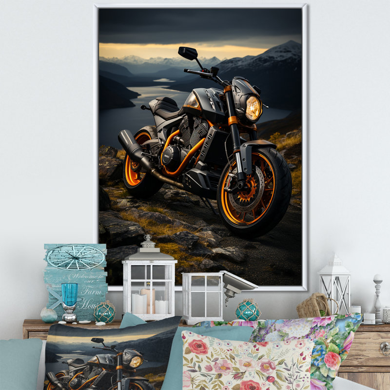 Motocyclette Corojo, Cadre flottant blanc, H 32 po x l 24 po x P 1 po