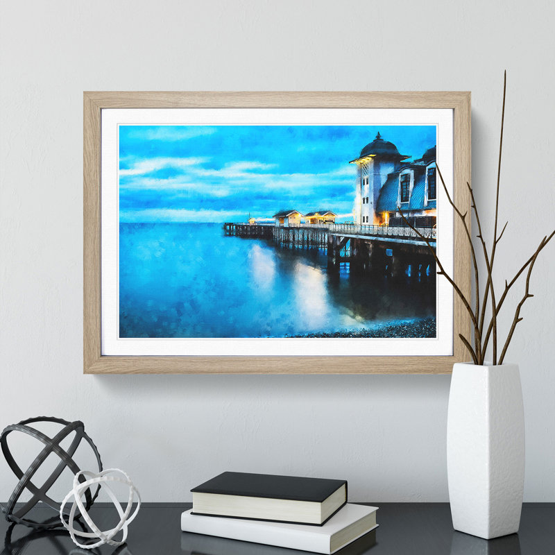 Penarth Pier Pavilion in Wales - Picture Frame Graphic Art, Oak Framed, 27cm H x 36cm W x 2cm D
