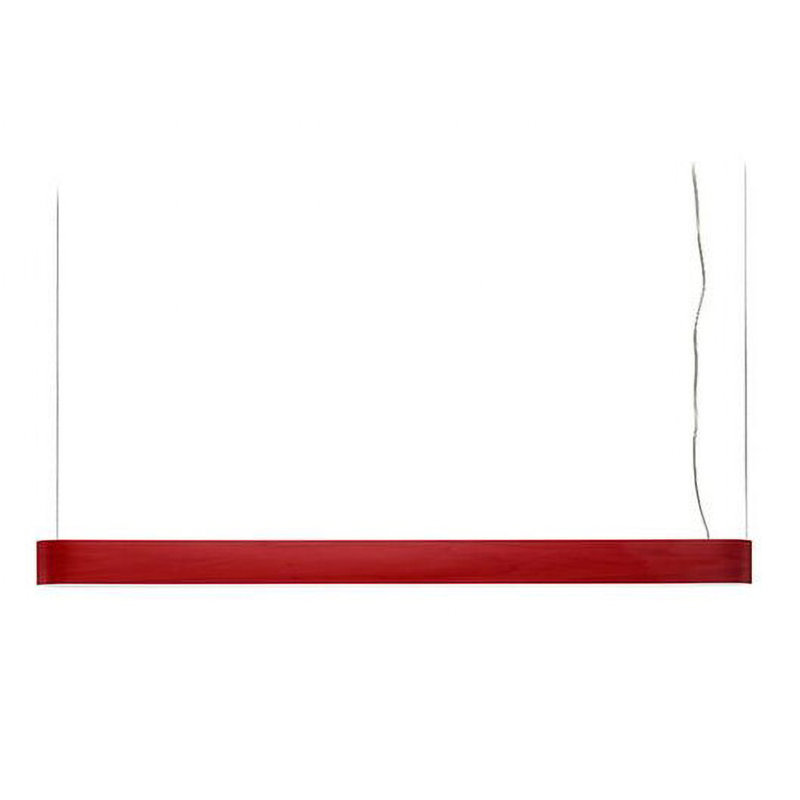 Luminaire suspendu I-Club - Long Slim - DEL DIMTRIAC - Finition nickel mat - Diffuseur en satin mat - Abat-jour rouge, Rouge