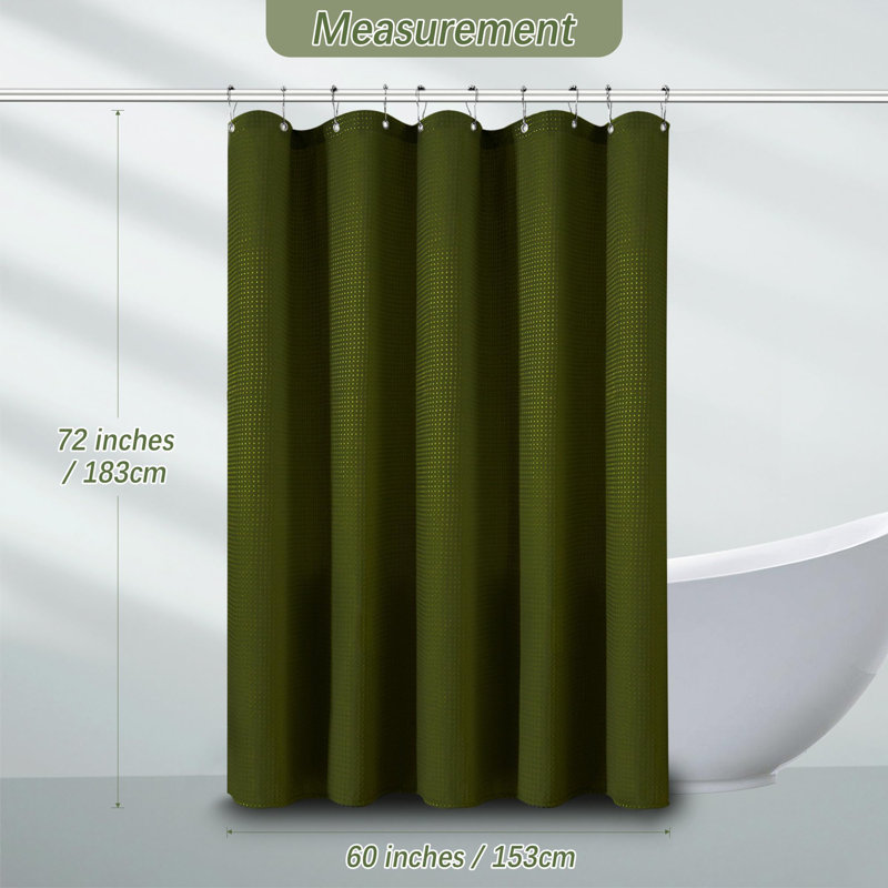 Rideau de douche gaufré vert foncé, rideau de douche décrochage, rideaux de douche en tissu robuste, rideaux de douche vert armée de qualité hôtel