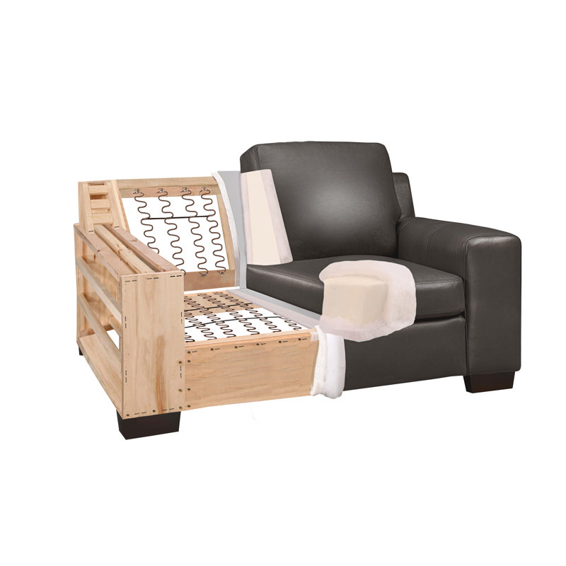 Canapé en cuir véritable 86 po Davontai, Cuir moka