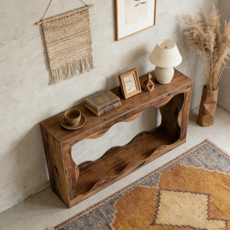 Modern Style Entryway Table, Rustic Brown
