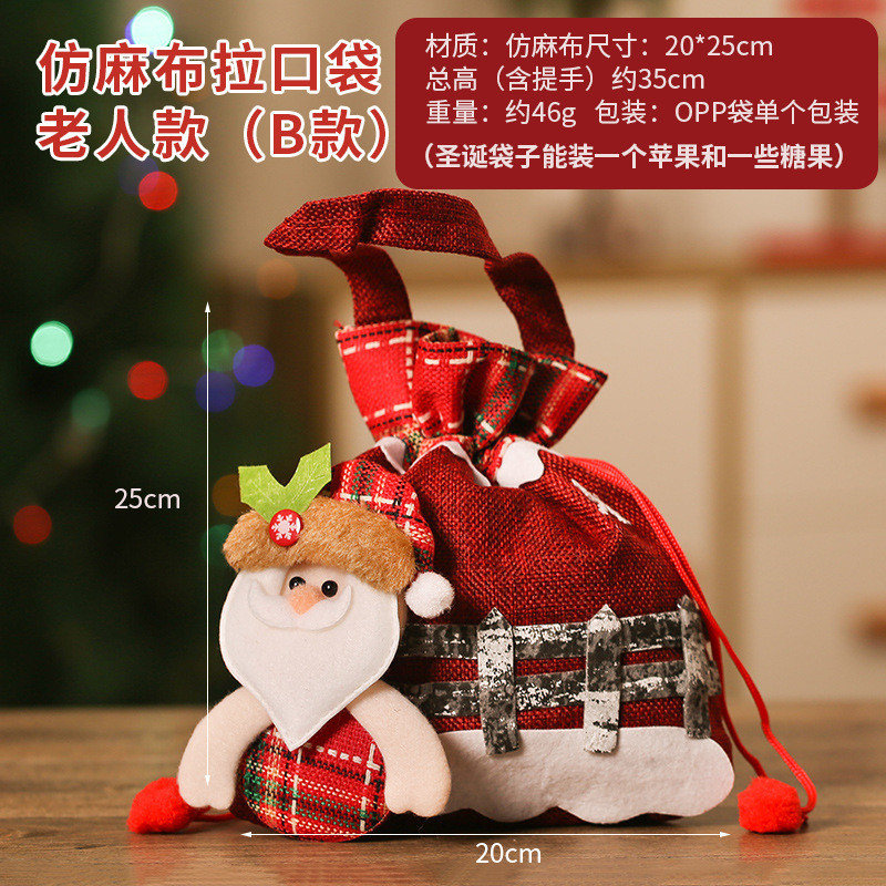 Sac de cadeau de Noël Sac de main de Noël en tissu non tissé pour les personnes âgées, A