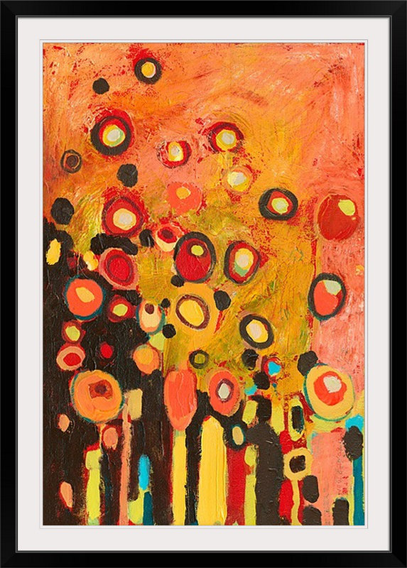 Nolani Growing in Orange No 2 '- reproduction d'art, H 44 po x l 32 po x P 1 po, Cadre noir