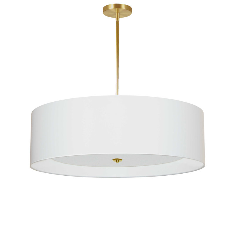 Lustre tambour 4 lumières Iyanah, Laiton vieilli, Blanc