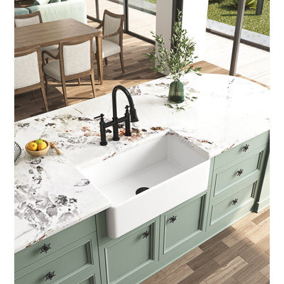 Ceramic Apron Undermount Kitchen Sink White: 36X18x10, To Water Damage White Ceramic: Basin, 36"X18"X10", Colorfast &