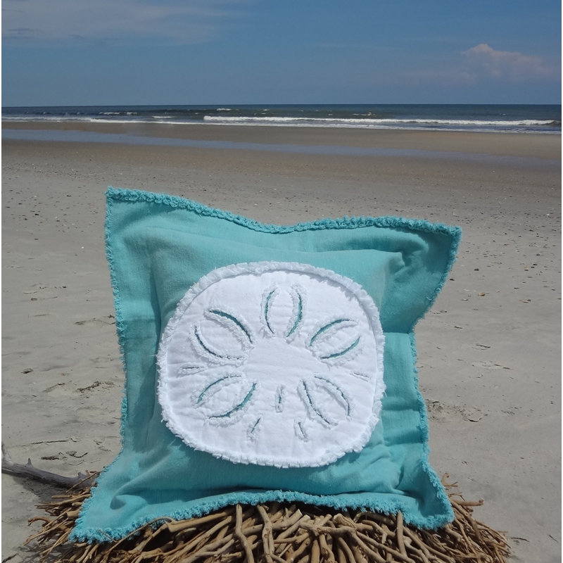 Coussin 100% coton Coastal, H 20 po x l 22 po, Bleu des Caraïbes / Blanc