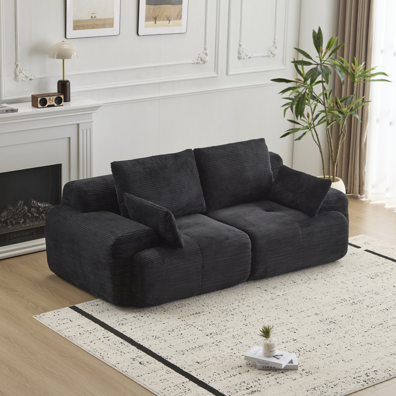 Canapé 84,25 po Corduroy, Noir