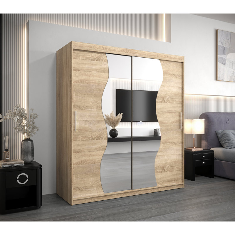 Brieah Manufactured Wood Wardrobe, 200Cm H x 180Cm W x 62Cm D, Oak Sonoma