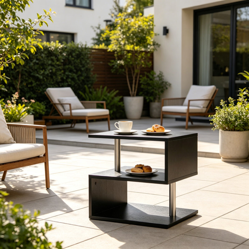 Tables de bout Tier Storage, table compacte moderne en bois et acier