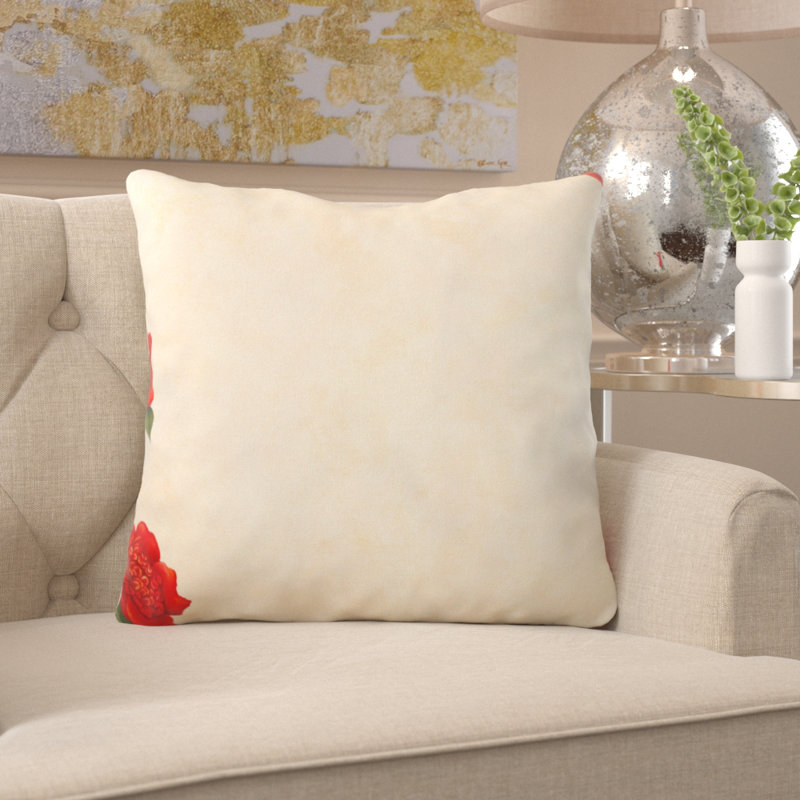 Coussin décoratif fleur Cary, Intérieur, Microsuède