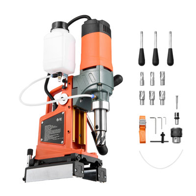1400W Magnetic Drill Press with 6 Core Bits, 2-Inch Boring Capacity, 0-750 RPM Variable Speed, Reversible Electric Mag Drill for Steel and Pipe