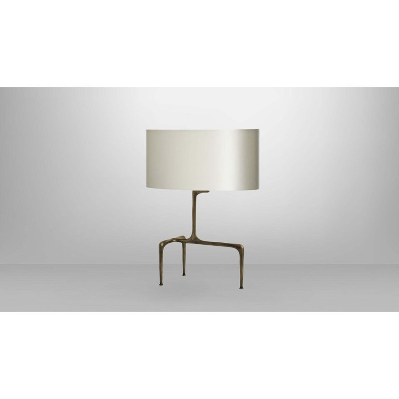 Braque Tripod Table Lamp, Antique Bronze, Dove Gray