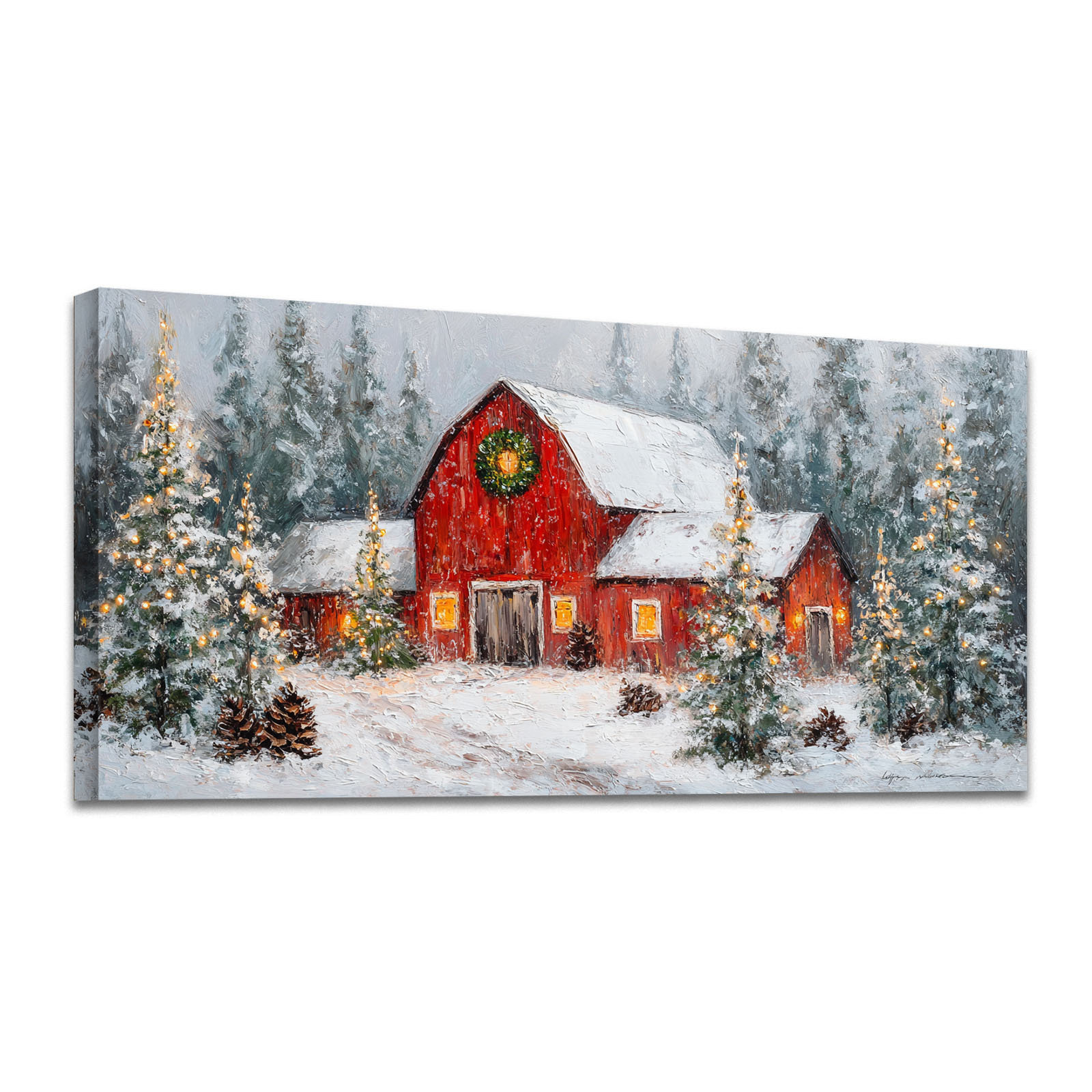 Ophelia & Co. Winter Wall Art Red Barn Wall Decor Snowy Country ...