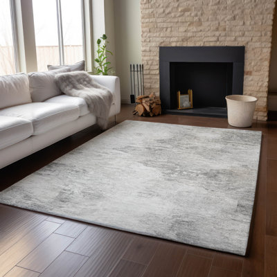 Premium Machine Washable Cerrito AMF592 Silver Rug