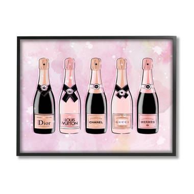 Stupell Industries Assorted Champagne Bottles Trendy Pink Paint