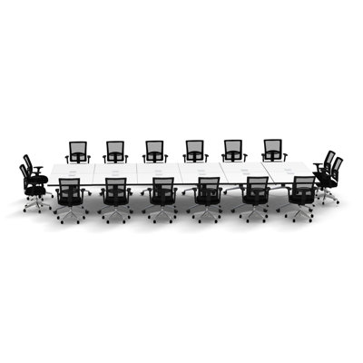 Rectangle 16 Person Flip Top 72'' L Modular Training Table and Chair Set with Casters and Modesty Panel and Cable Management