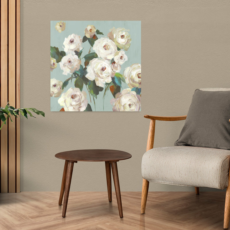 Art naturel contemporain délicat La Rosa, H 24 po x l 24 po
