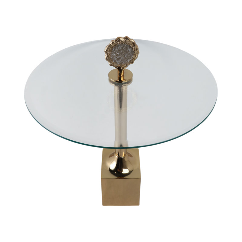 Sagebrook Home 23" Macklin Labradorite Stone Glass And Metal Accent, Gold