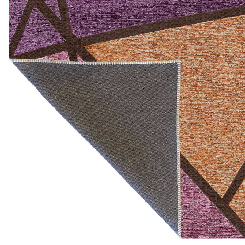 Tapis décoratif moderne à motif géométrique mauve et orange, Rectangle 4 pi 11,06 po x 9 pi 10,11 po
