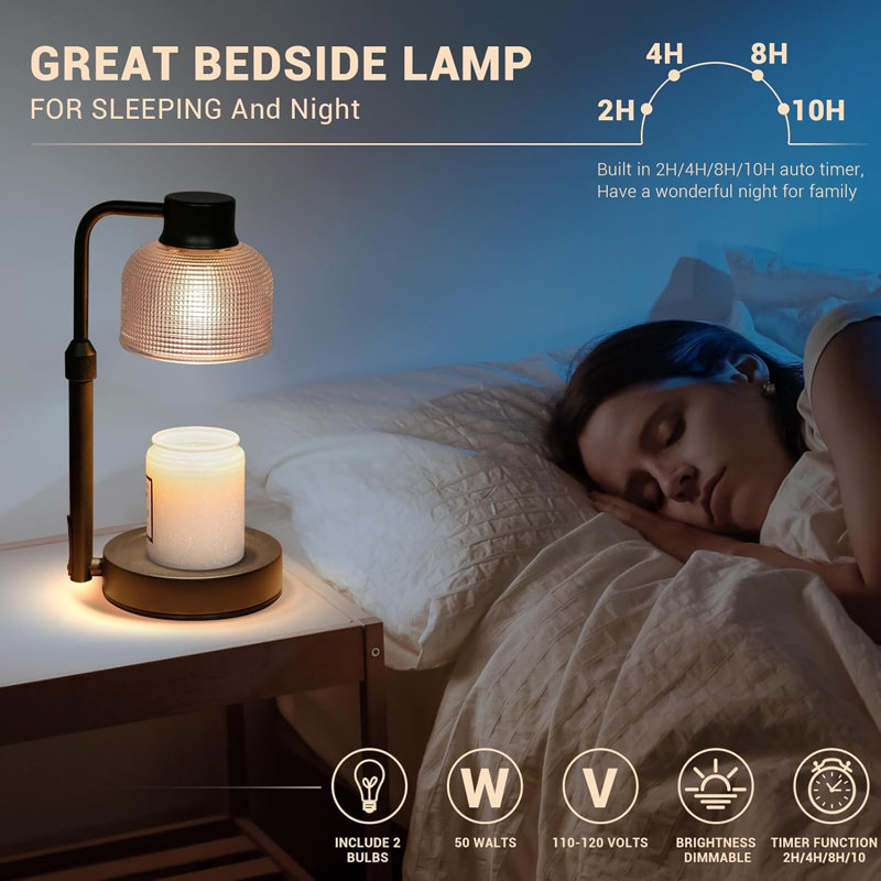 Warm candle lamp with timer for table and sofa with timer black, Black