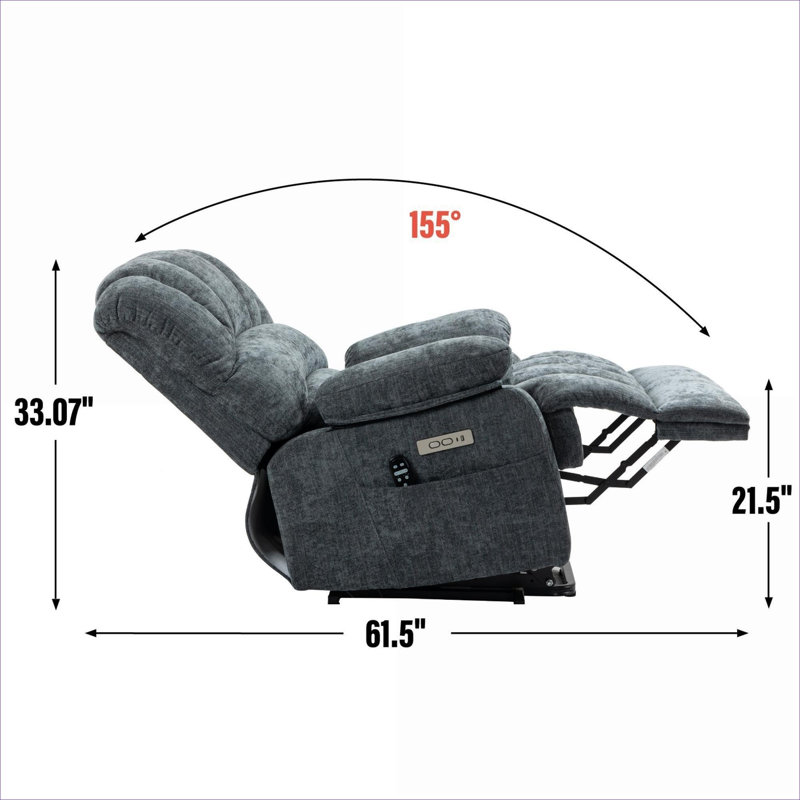 Fauteuil inclinable électrique PowerLuxe FlowLuxe, Tissu gris