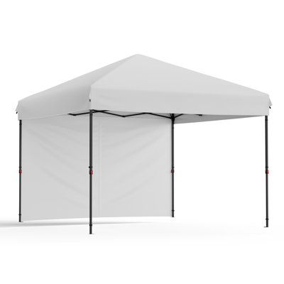 Heavy Duty 10x10 FT Pop Up Canopy Tent – Waterproof & UV-Resistant – Easy One-Person Center Lock Setup – 1 Sidewall – Adjustable Height – Folding Silver Coated Oxford Top – Roller Bag & 4 Weight Bags – White