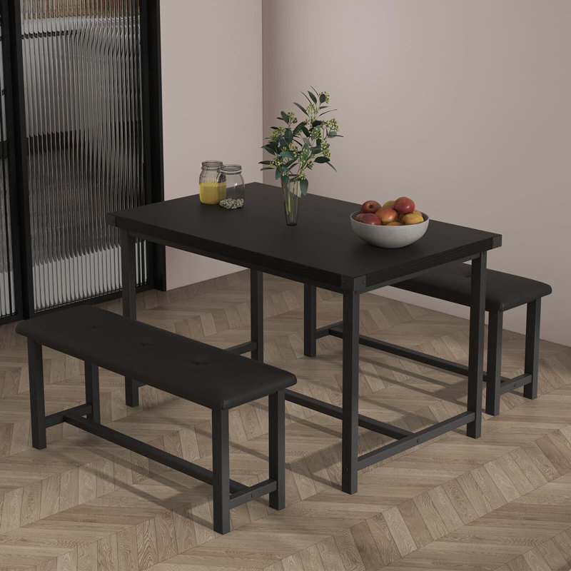 Dining Table With Bench, Black