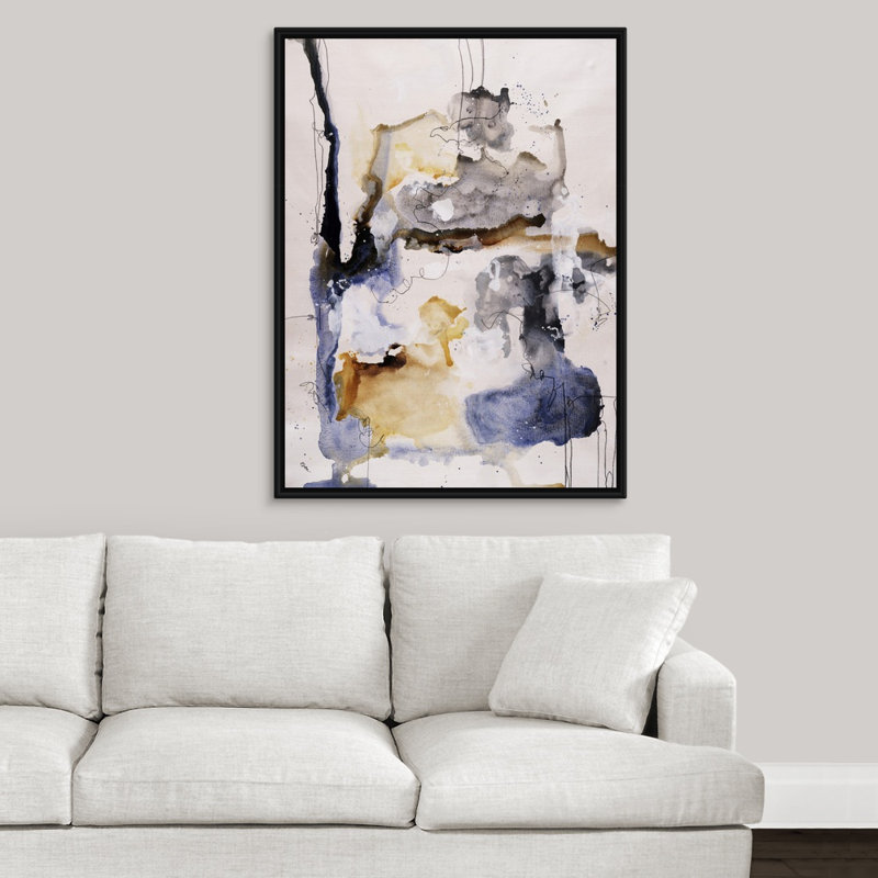 « innerworks iii », peinture sur toile, H 41,7 po x l 31,7 po x P 1,75 po, Cadre flottant noir
