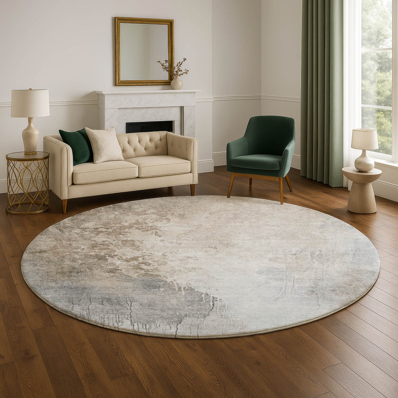 Premium Machine Washable Stallings AMF1842 Abstract Rug, Round 8'
