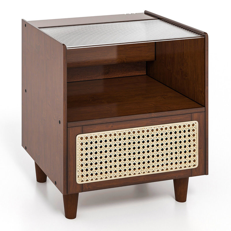 Alaizha 17'' W Solid Wood Nightstand, Brown