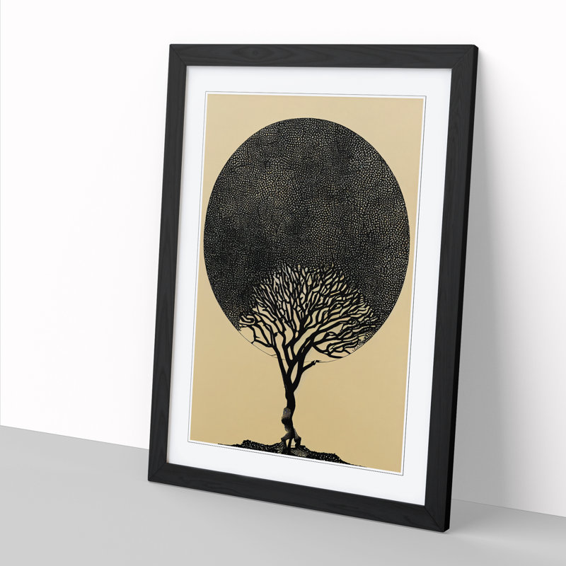 Tree Art Design Vol.5 1 Piece Single Picture Frame Wall Art, 34cm H x 25cm W x 2cm D, Oak
