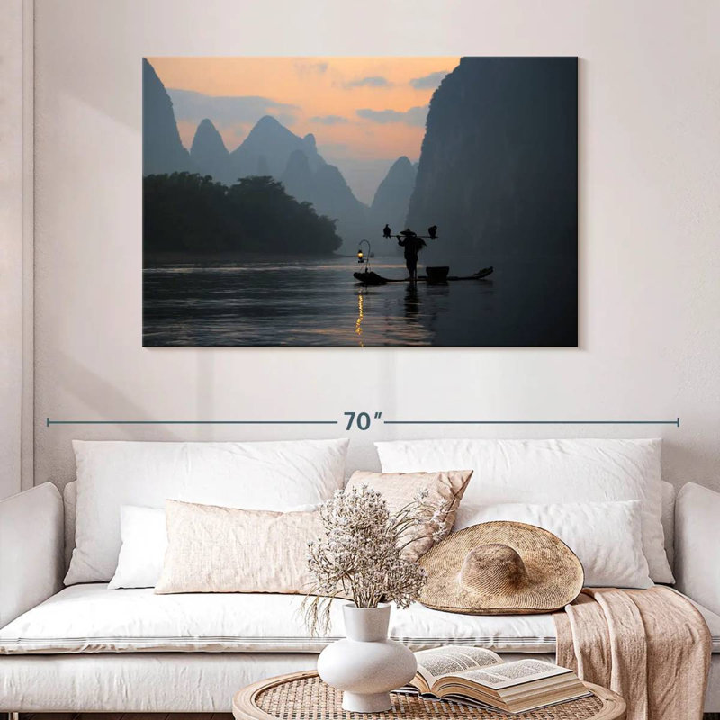 Senne Li River Twilight Fishing, 32" H x 48" W