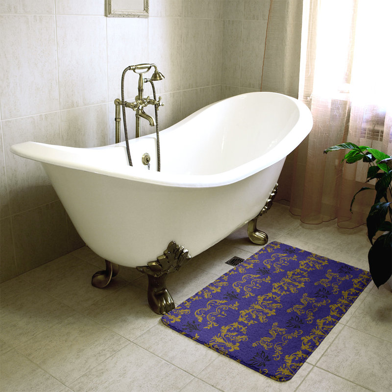 Tapis pour salle de bain Baltimore, l 21 po x L 34 po, Or métallique / mauve / noir