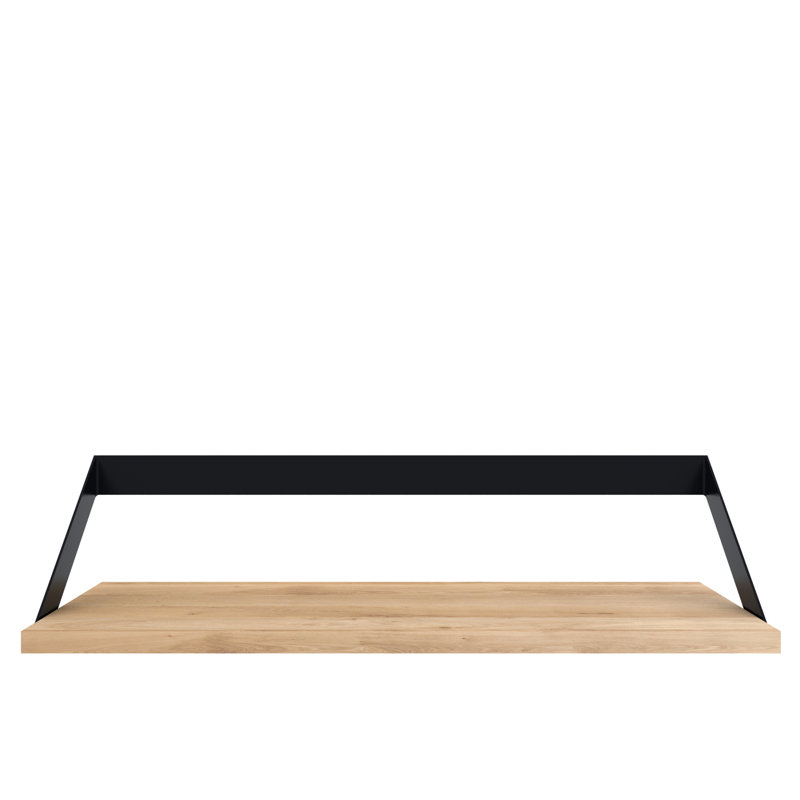 Ribbon Oak Solid Wood Floating Shelf, Black