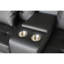 Noir moderne avec lumières à DEL, console de rangement et coussins attrayants Chargeurs élégants, porte-gobelets, sièges à dossier somptueux
